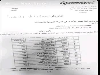 إعادة 68 موظفاً في اتصالات حلب