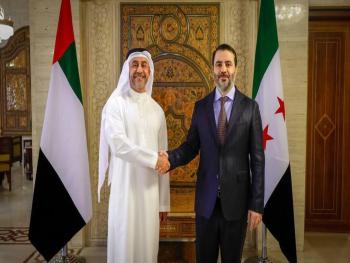 الوزير الشيباني يلتقي وفداً من الإمارات العربية المتحدة