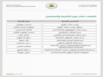 "وزارة الخارجية والمغتربين": تصدر تكليفات مكتب الوزير 
